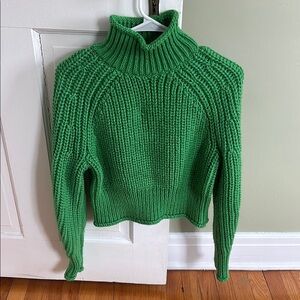 Emerald Green Chunky Knit Cowl Sweater